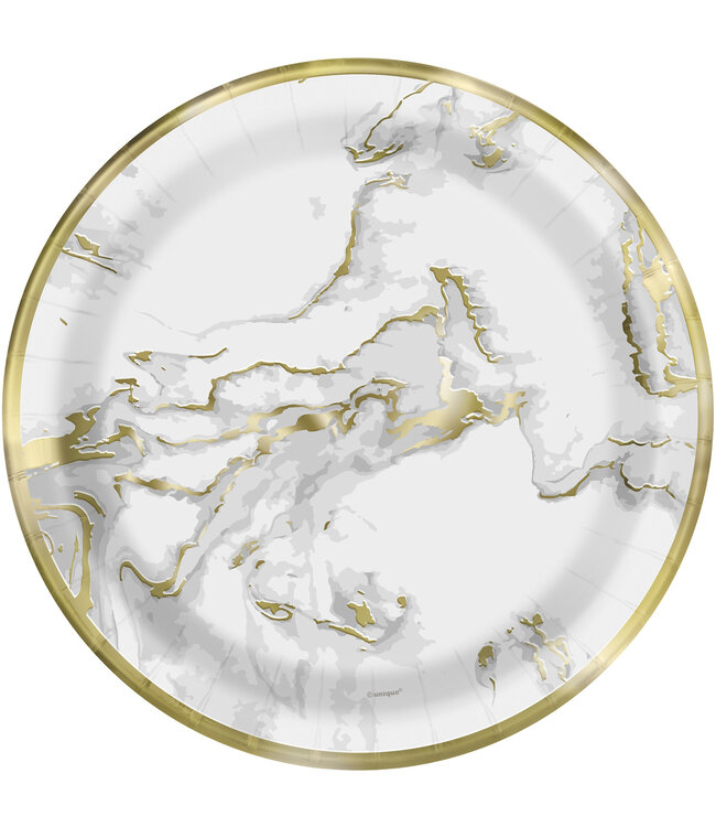 UNIQUE INDUSTRIES INC Gold Marble Paper Dinner Plates 9in 10ct