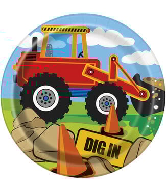 UNIQUE INDUSTRIES INC Construction Party 7" Dessert Plates- 8ct