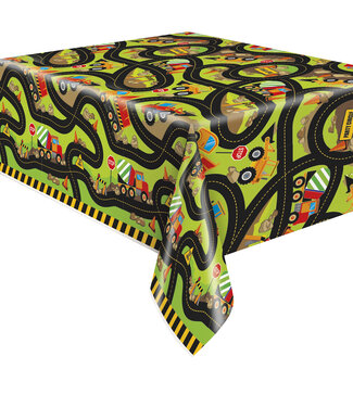 UNIQUE INDUSTRIES INC Construction Party Birthday Plastic Tablecloth, 84" x 54"