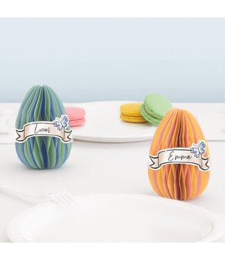 UNIQUE INDUSTRIES INC Easter Egg Shaped 3D Honeycomb Place Card Decorations-4ct