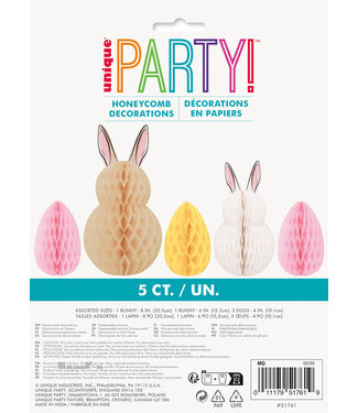 UNIQUE INDUSTRIES INC Honeycomb Bunny and Egg Centerpiece Decoration-5ct