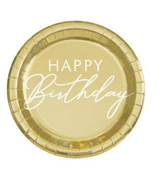 UNIQUE INDUSTRIES INC Gold Happy Birthday Dinner Plates-8ct
