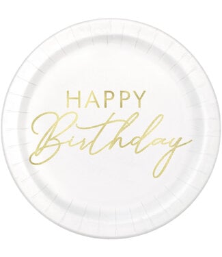 UNIQUE INDUSTRIES INC Gold Happy Birthday Dessert Plates-8ct