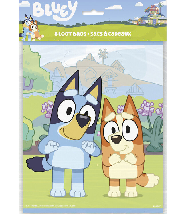 UNIQUE INDUSTRIES INC Bluey Loot Favor Bags Plastic 8 Ct
