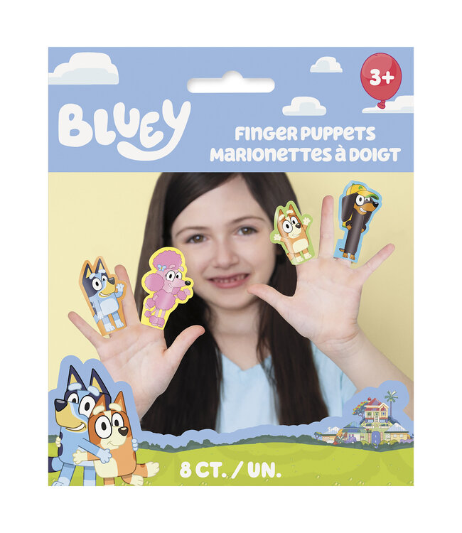 UNIQUE INDUSTRIES INC 2 3/4" x 3 1/4" Bluey Party Paper Finger Puppet Toys - 8 Pc.