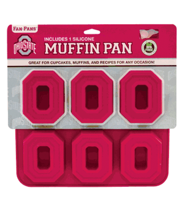 MASTERPIECES Ohio State Silicone Muffin Baking Pan