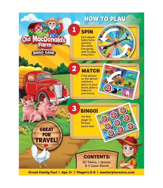 MASTERPIECES Old MacDonald's Farm Bingo Game