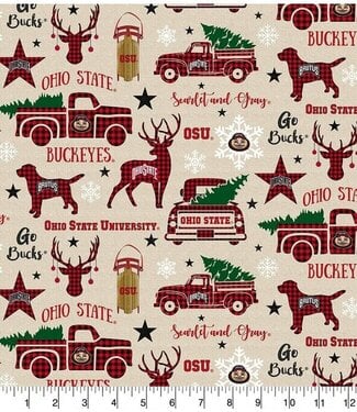 Sykel Enterprises Order by the Yard Ohio State Holiday Cotton