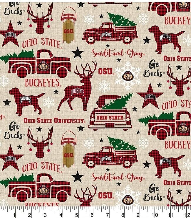 Sykel Enterprises Order by the Yard Ohio State Holiday Cotton