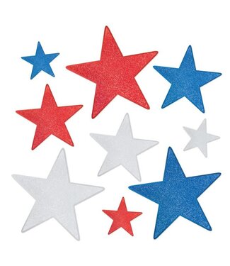 BEISTLE Glittered Foil Star Cutouts-9ct