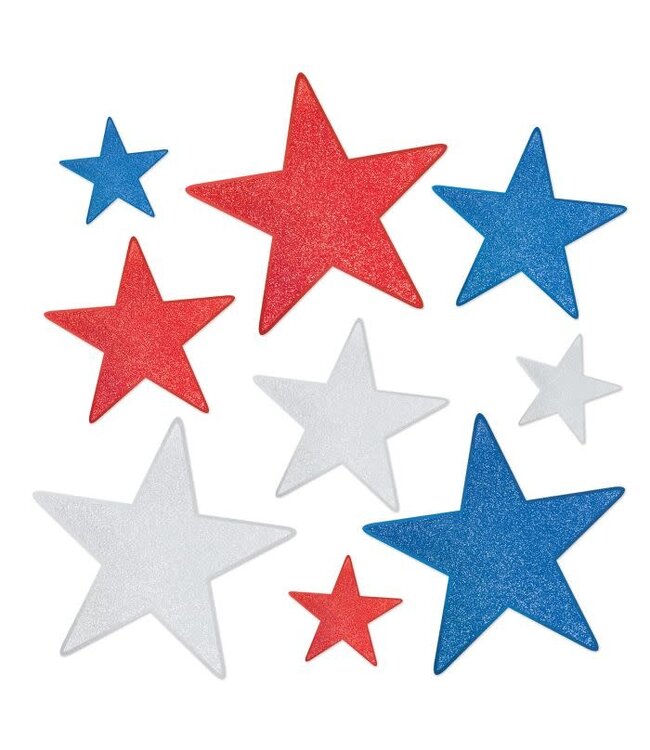 BEISTLE Glittered Foil Star Cutouts-9ct