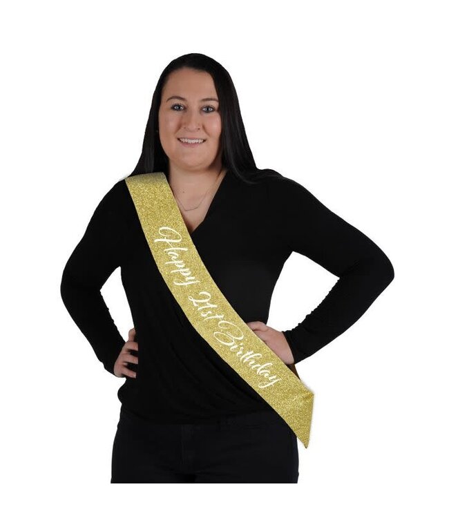 BEISTLE Happy "21st" Birthday Glittered Sash