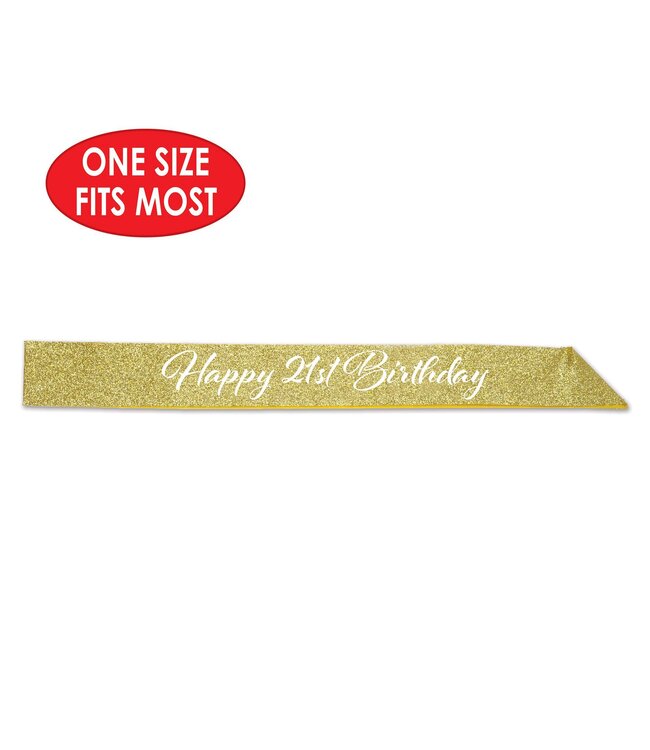 BEISTLE Happy "21st" Birthday Glittered Sash