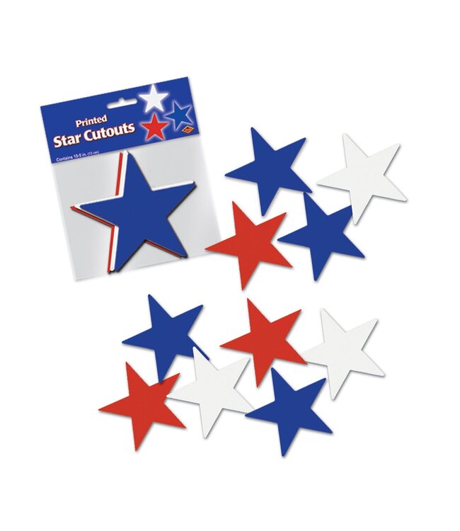 BEISTLE Star Cutouts Red, White and Blue-10ct