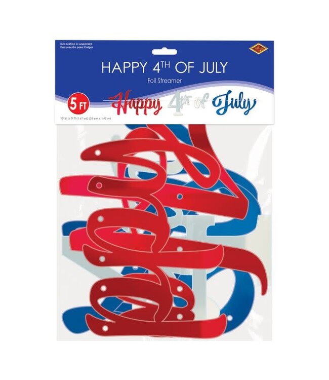 BEISTLE Foil Happy 4th Of July Streamer