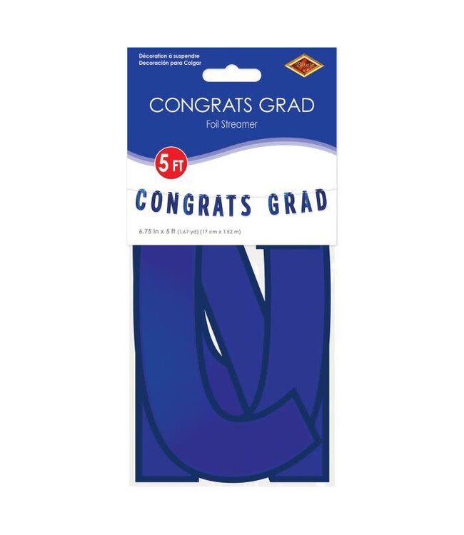 BEISTLE Foil Congrats Grad Streamer-Blue