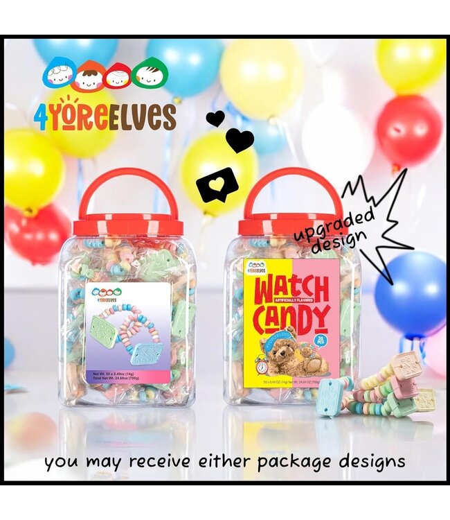 4YOREELVES 50 count Individually Wrapped Candy Watch