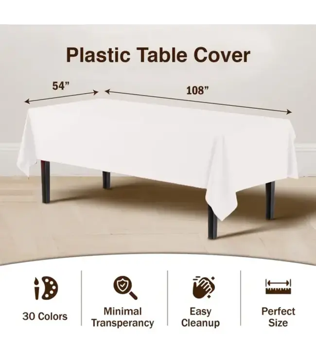 CROWN DISPLAY White Table Cover 54in X 108in