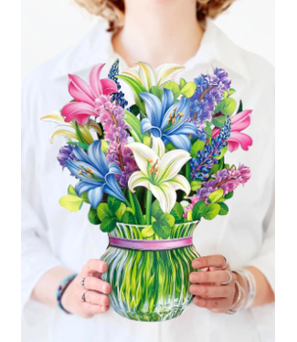 Fresh Cut Paper Lilies & Lupines Pop Up Flower Bouquet