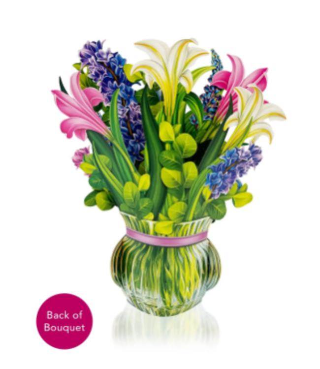 Fresh Cut Paper Lilies & Lupines Pop Up Flower Bouquet