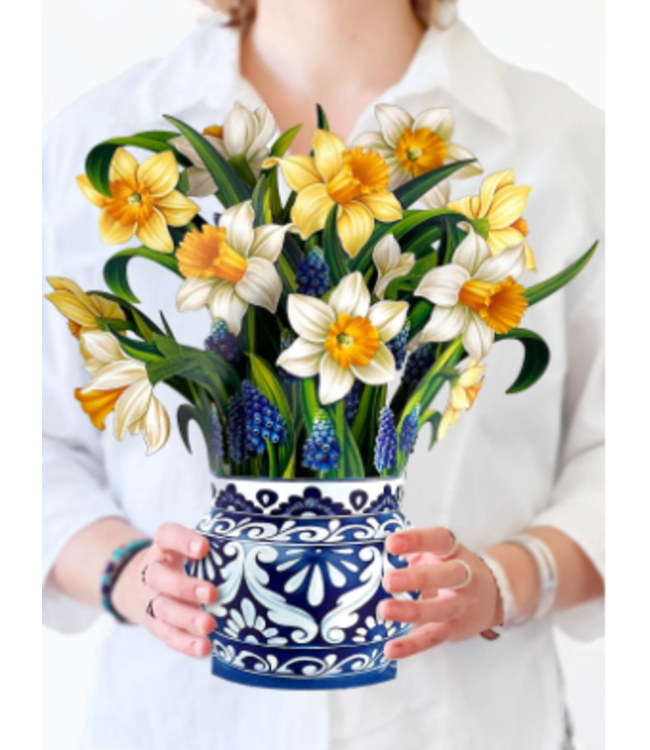 Fresh Cut Paper English Daffodils Pop Up Flower Bouquet