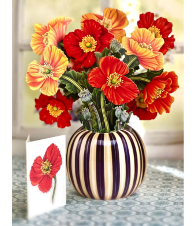 Fresh Cut Paper French Poppies Pop Up Flower Bouquet
