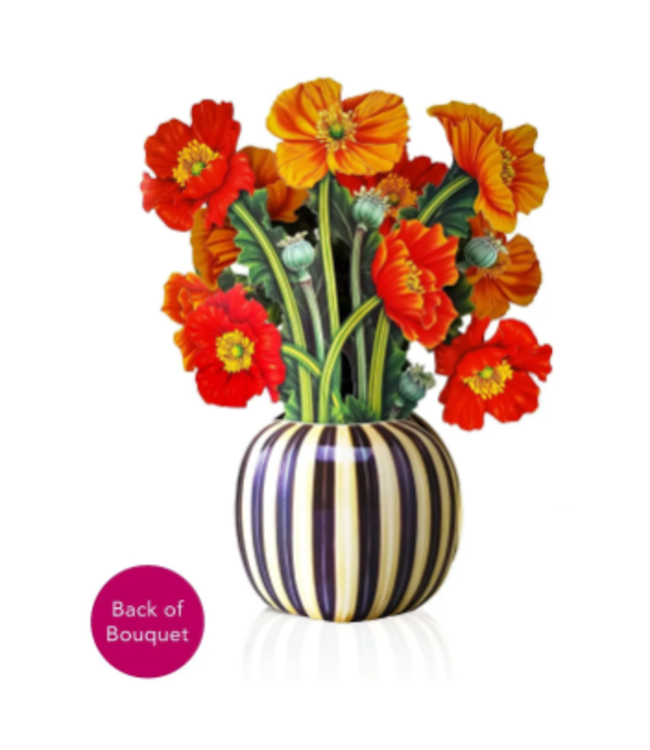 Fresh Cut Paper French Poppies Pop Up Flower Bouquet