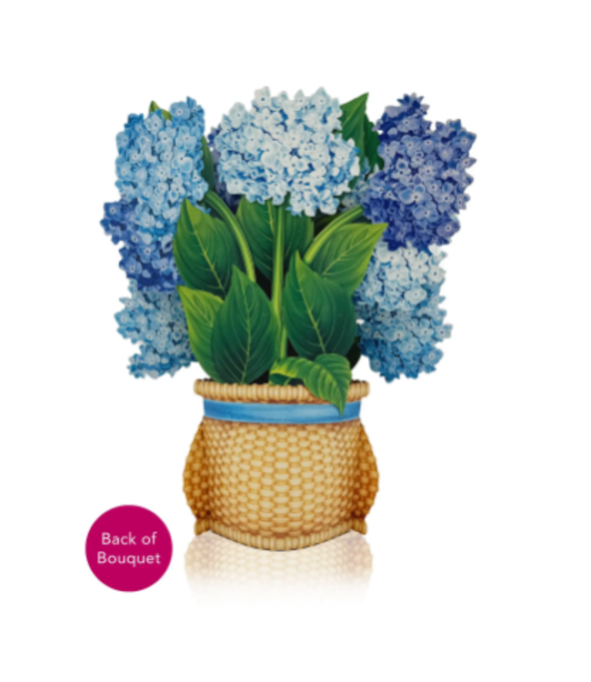 Fresh Cut Paper Nantucket Hydrangeas Pop Up Flower Bouquet