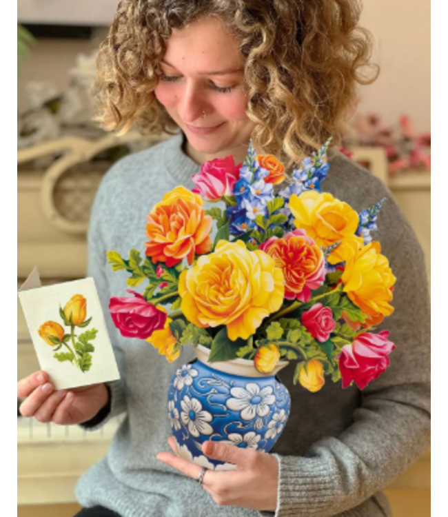 Fresh Cut Paper Sorbet Roses Pop Up Flower Bouquet