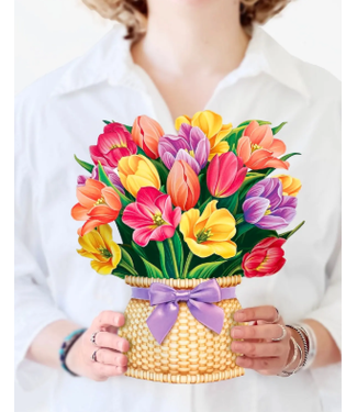Fresh Cut Paper Festive Tulips Pop Up Flower Bouquet