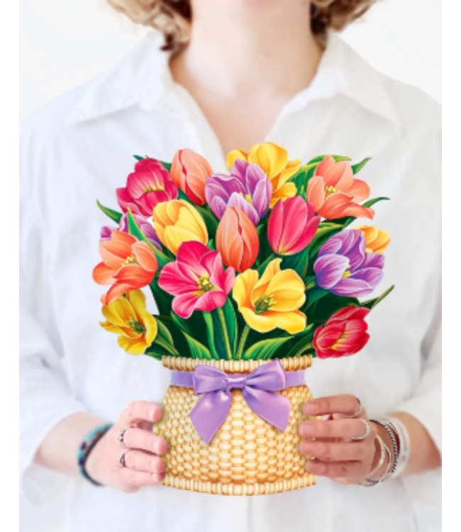 Fresh Cut Paper Festive Tulips Pop Up Flower Bouquet