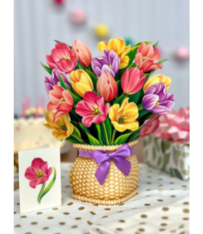 Fresh Cut Paper Festive Tulips Pop Up Flower Bouquet