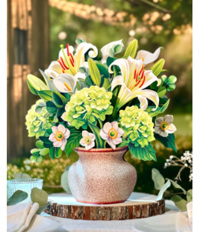 Fresh Cut Paper Ivory & Sage Pop Up Flower Bouquet
