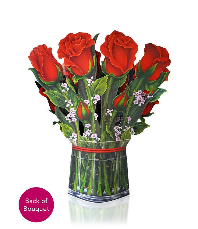 Fresh Cut Paper Red Roses Pop Up Flower Bouquet