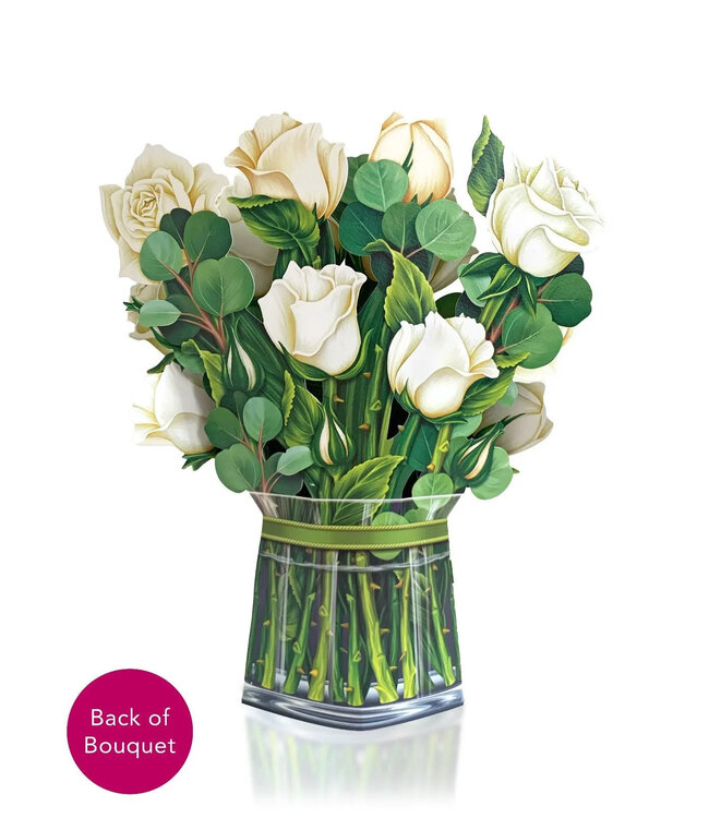Fresh Cut Paper White Roses Pop Up Flower Bouquet