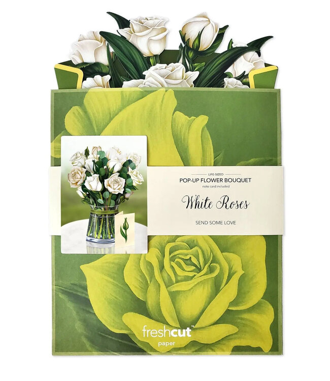 Fresh Cut Paper White Roses Pop Up Flower Bouquet