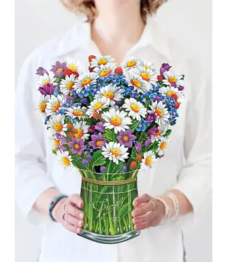 Fresh Cut Paper Field of Daisies  Pop Up Flower Bouquet