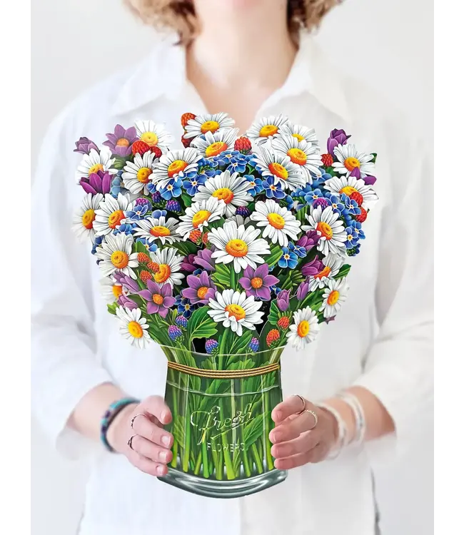 Fresh Cut Paper Field of Daisies  Pop Up Flower Bouquet