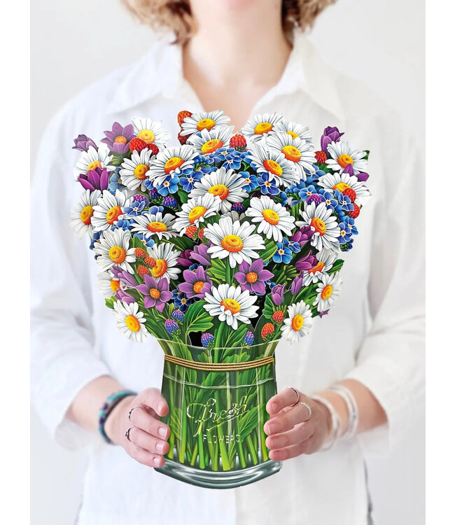 Fresh Cut Paper Field of Daisies  Pop Up Flower Bouquet