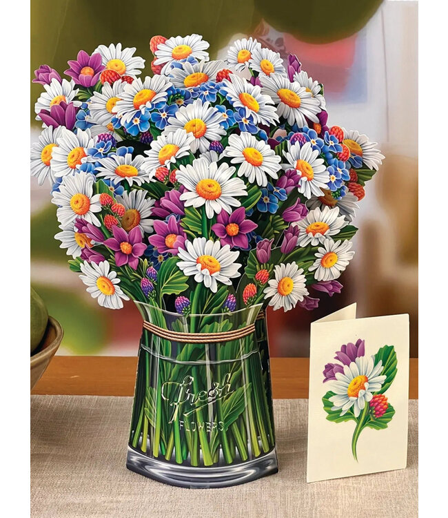 Fresh Cut Paper Field of Daisies  Pop Up Flower Bouquet