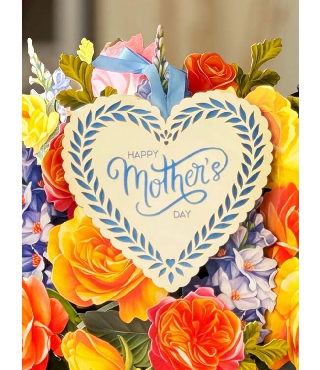 Fresh Cut Paper Grande Sorbet Roses Mother's Day Pop Up Flower Bouquet