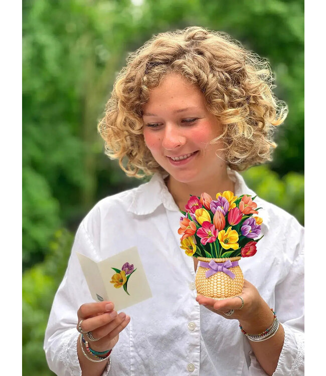 Fresh Cut Paper Mini Festive Tulips Pop-Up Card