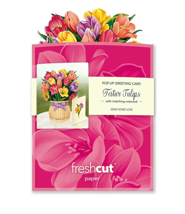 Fresh Cut Paper Mini Festive Tulips Pop-Up Card