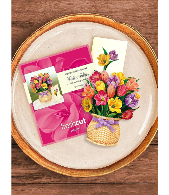 Fresh Cut Paper Mini Festive Tulips Pop-Up Card