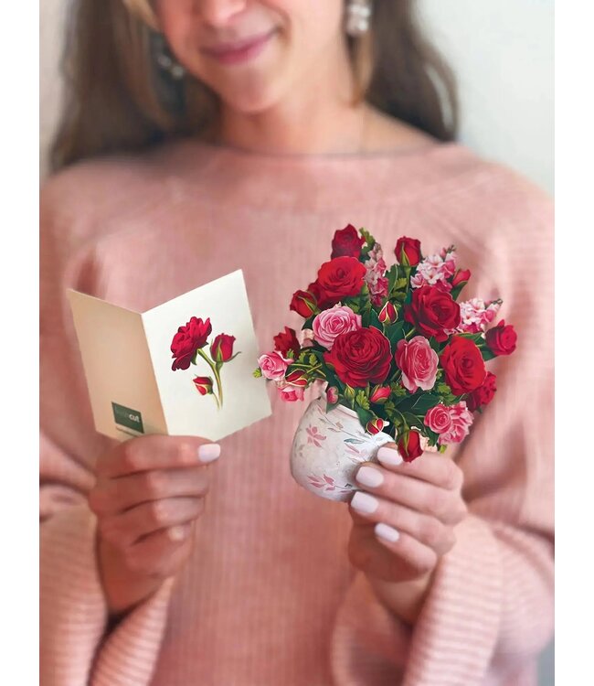 Fresh Cut Paper Mini Blooming Roses Pop-Up Card