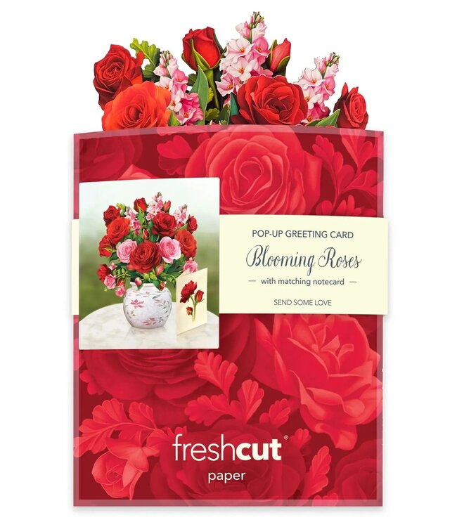 Fresh Cut Paper Mini Blooming Roses Pop-Up Card