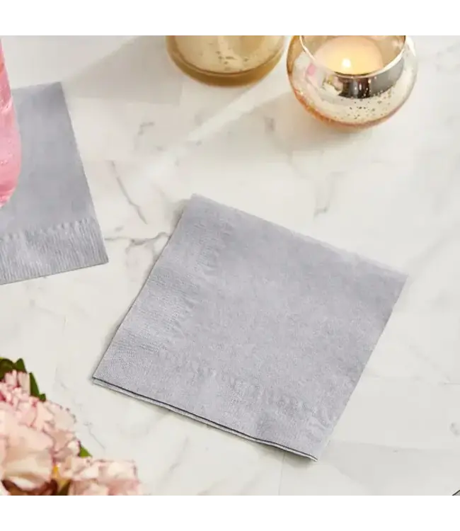 Silver Beverage Napkins-50 Count