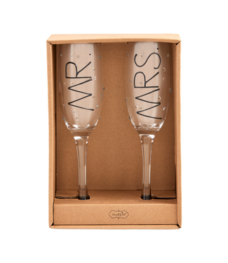 MUD PIE Mr. And Mrs. Champagne Flute Set