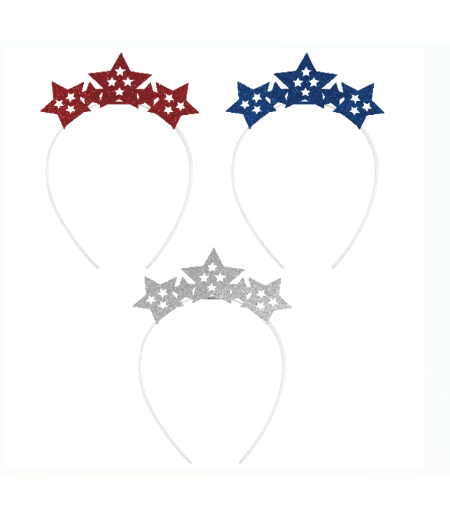 UNIQUE INDUSTRIES INC Star Party Glitter Headbands Patriotic 4th of July 3 Pack