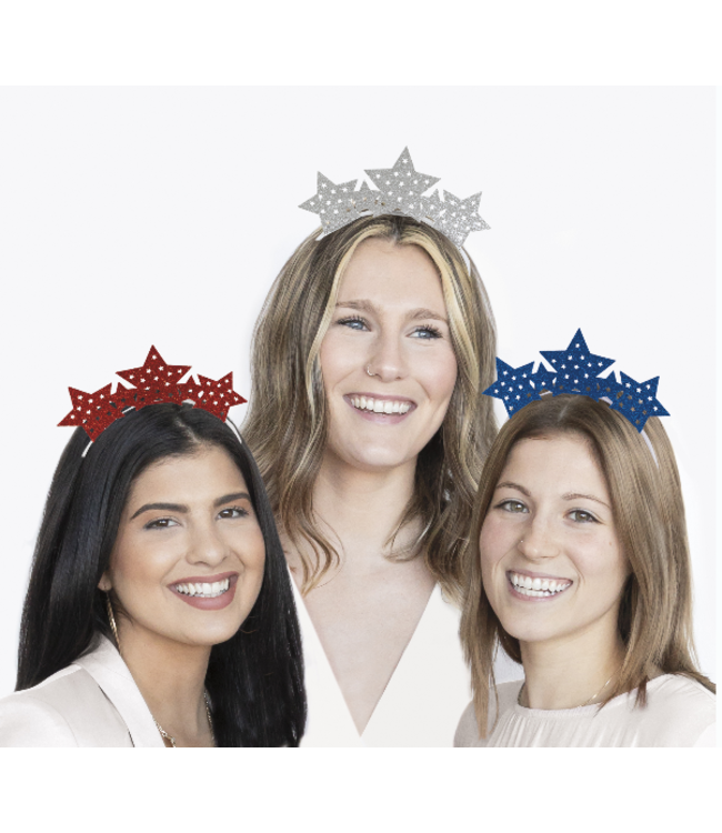 UNIQUE INDUSTRIES INC Star Party Glitter Headbands Patriotic 4th of July 3 Pack